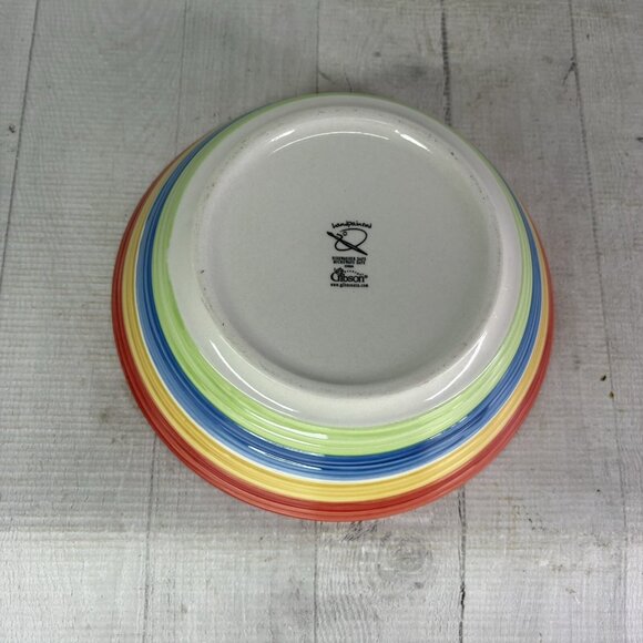 Gibson STYLISH LIVING RAINBOW STRIPES Multicolor Round Stoneware Serving Bowl - Picture 7 of 16